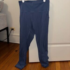 matching pitch blue lululemon wunder train leggings w/ pockets; high waisted; 8